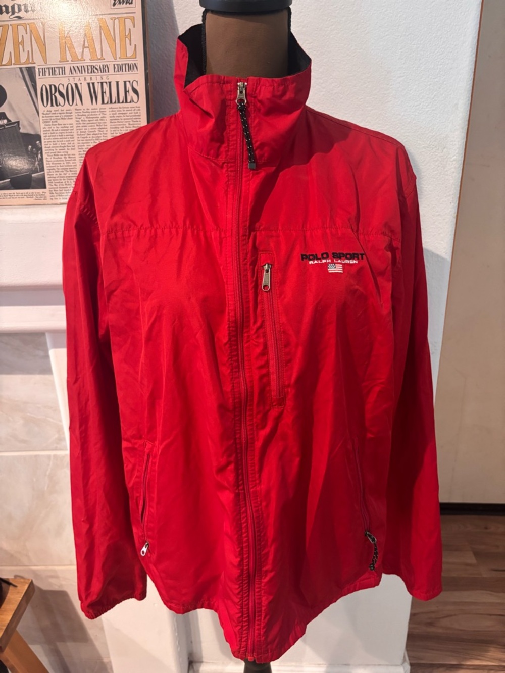 Polo Sport Ralph Lauren Red Windbreaker Jacket Great Condition SZ Large.
